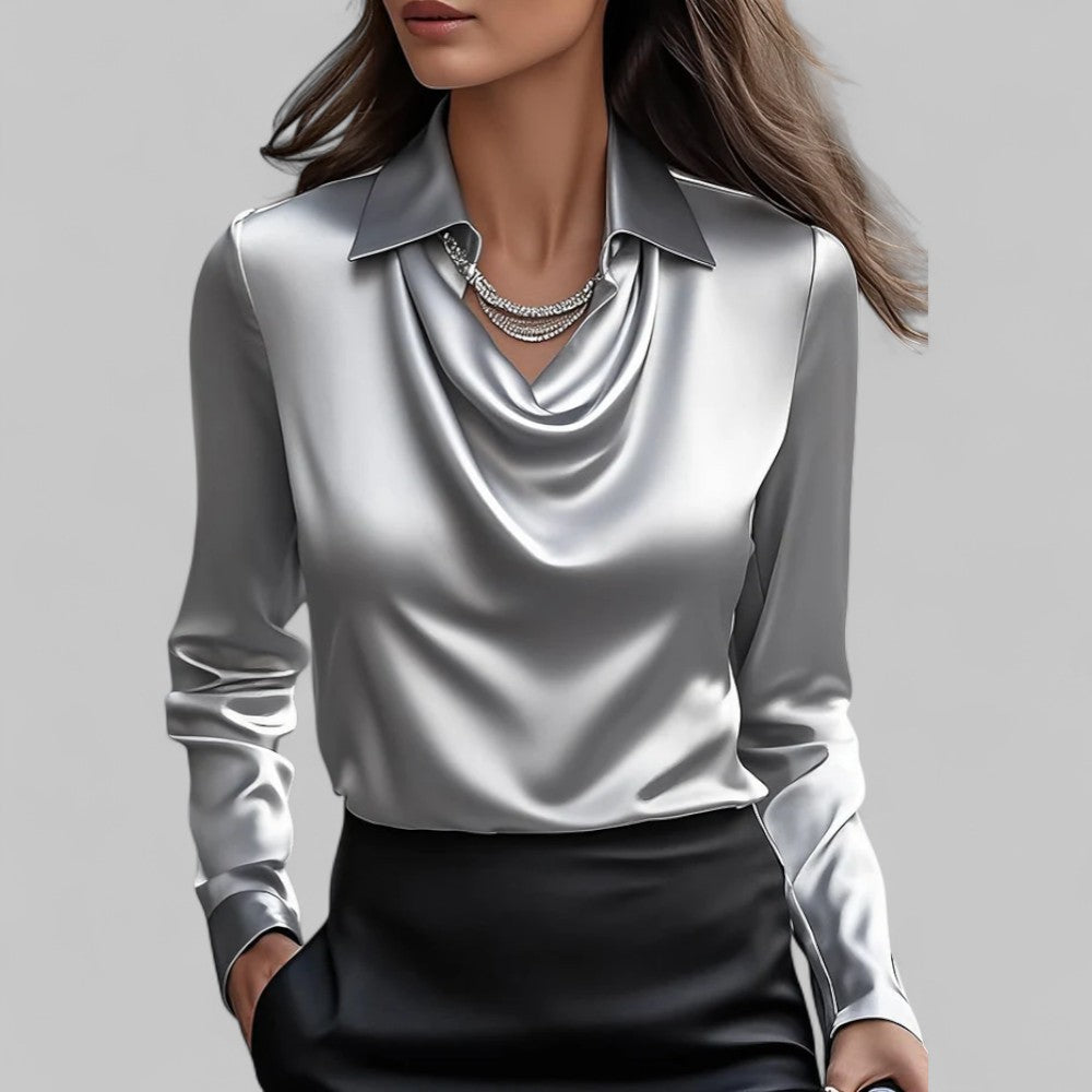 Valenza Draped Satin Blouse