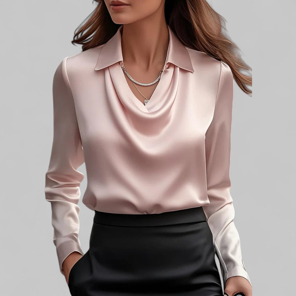 Valenza Draped Satin Blouse
