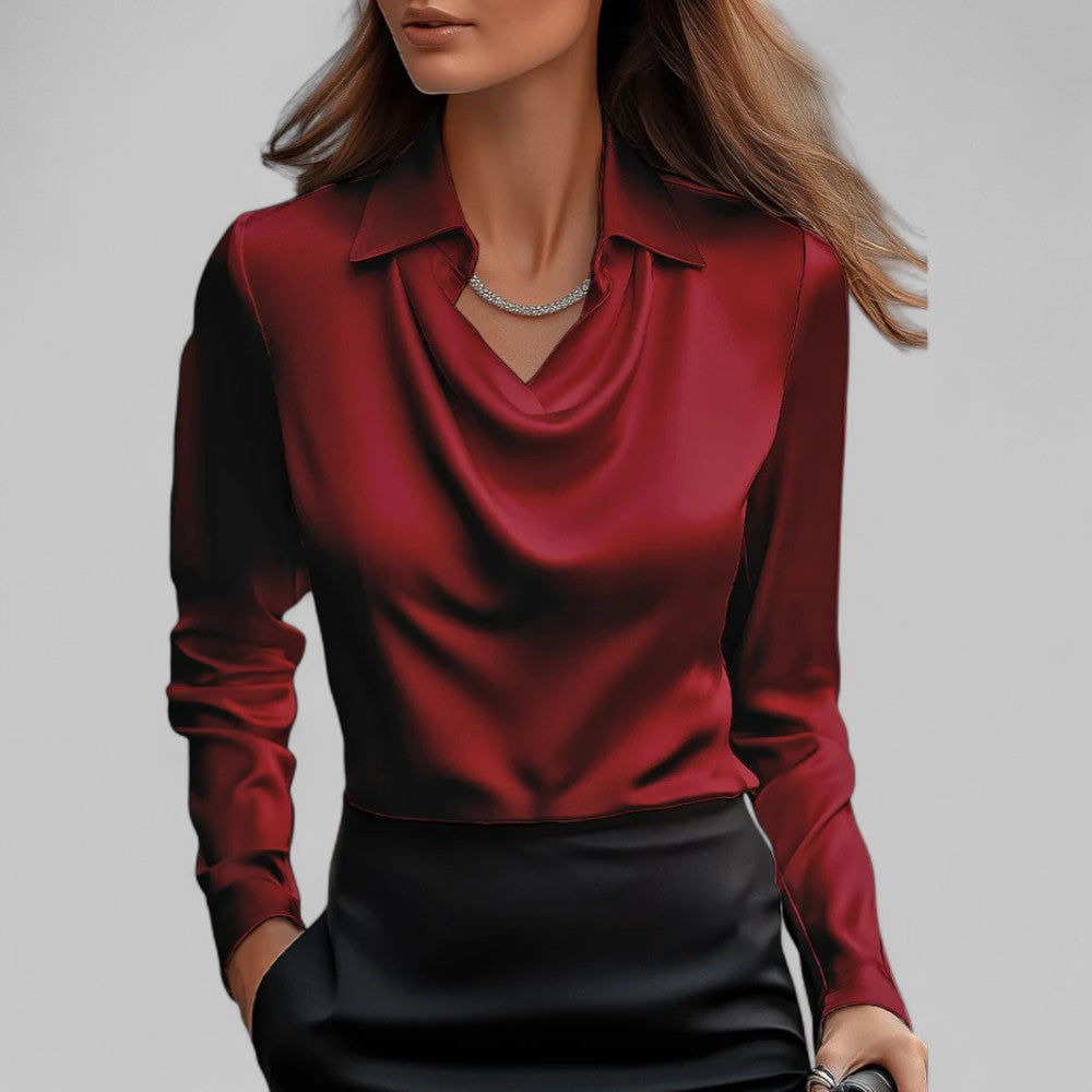 Valenza Draped Satin Blouse