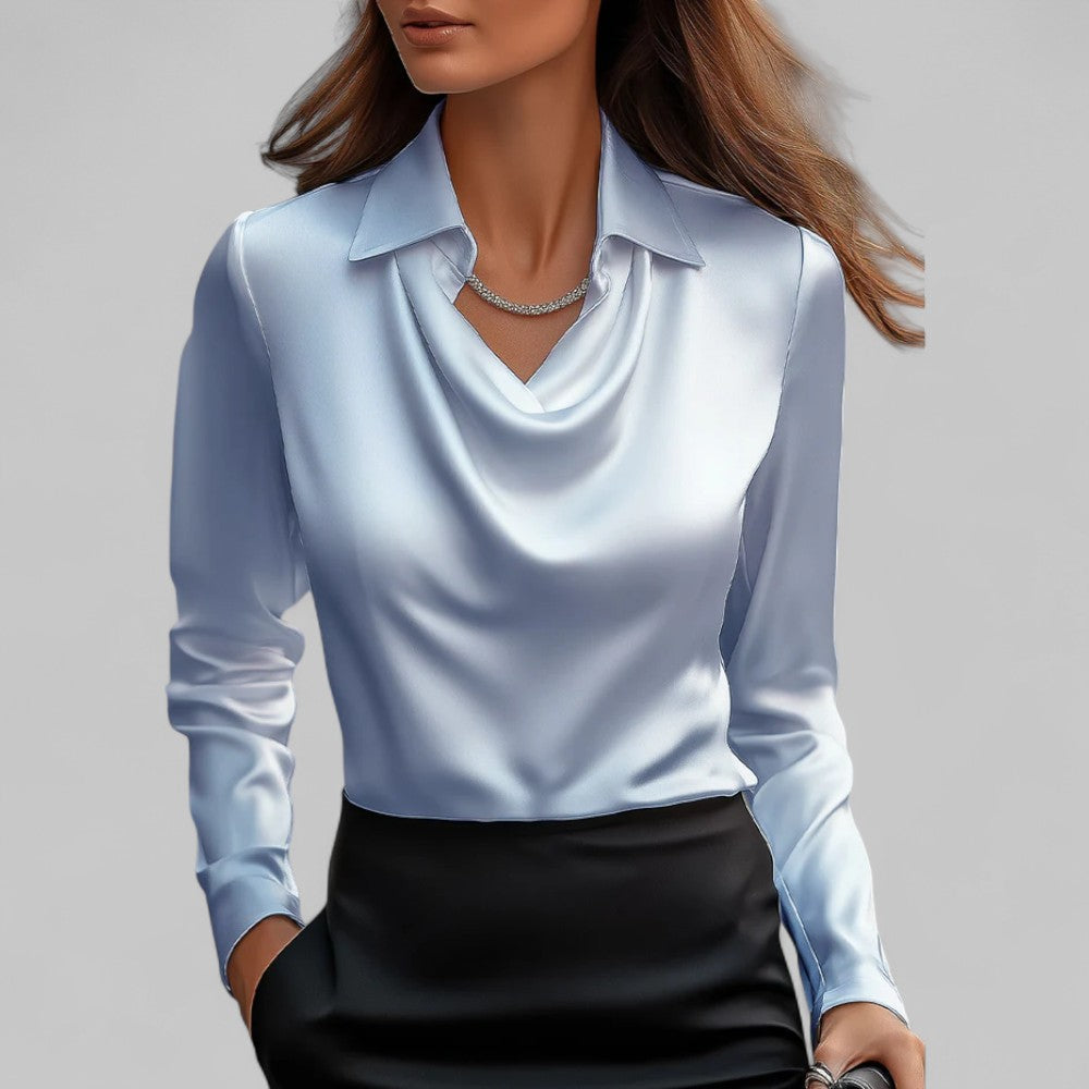 Valenza Draped Satin Blouse