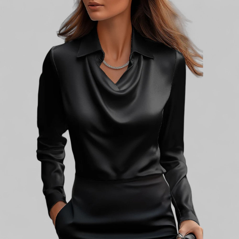 Valenza Draped Satin Blouse