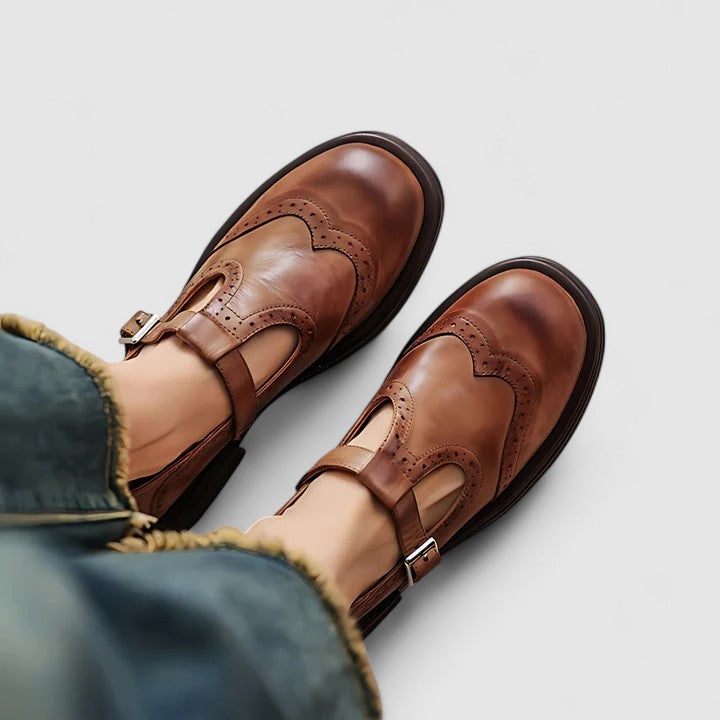 Sorona T-Strap Leather Flats