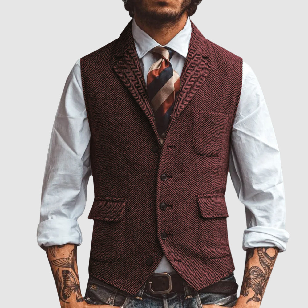 Classic Herringbone Formal Waistcoat