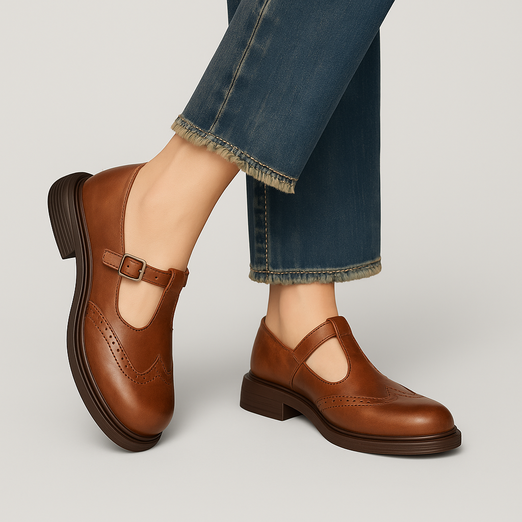 Sorona T-Strap Leather Flats